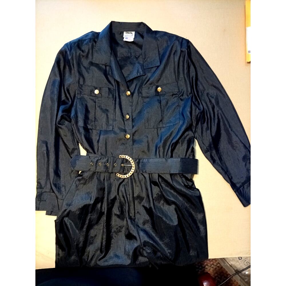 made in USA Sandy jumpsuit Vintage 80s 90s long-sleeve black Size 14
